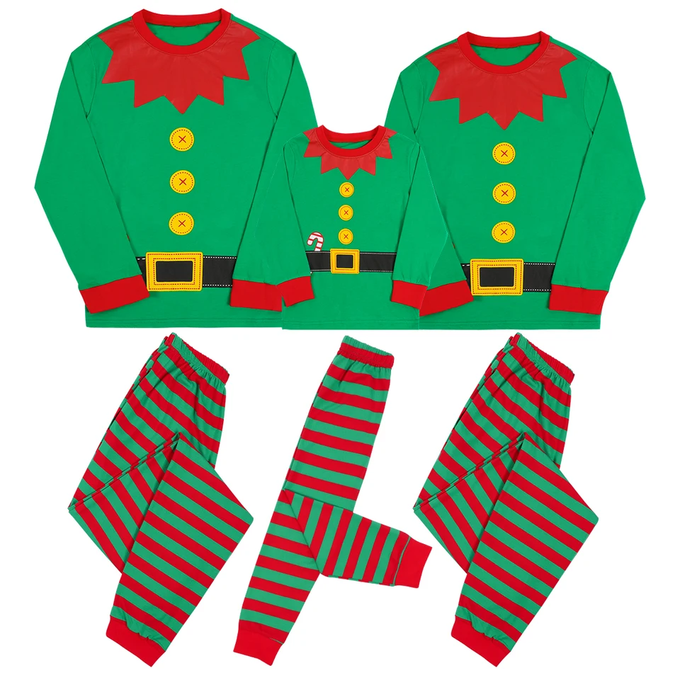 Vianočné oblečenie Rodina set pre dospelých vianočné oblečenie Kids chlapci chlapci Green Elf pyžamy dievča matka ocko festivalové súpravy