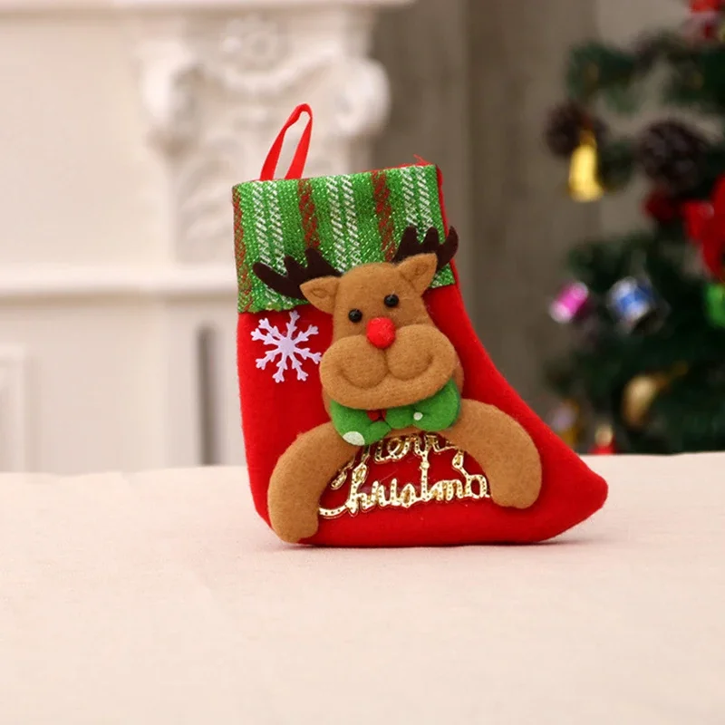 Vianočné pančuchové ponožky darček na cukrovinky taška snehuliak santa los vzor vianočné stromy závesné ornament Party