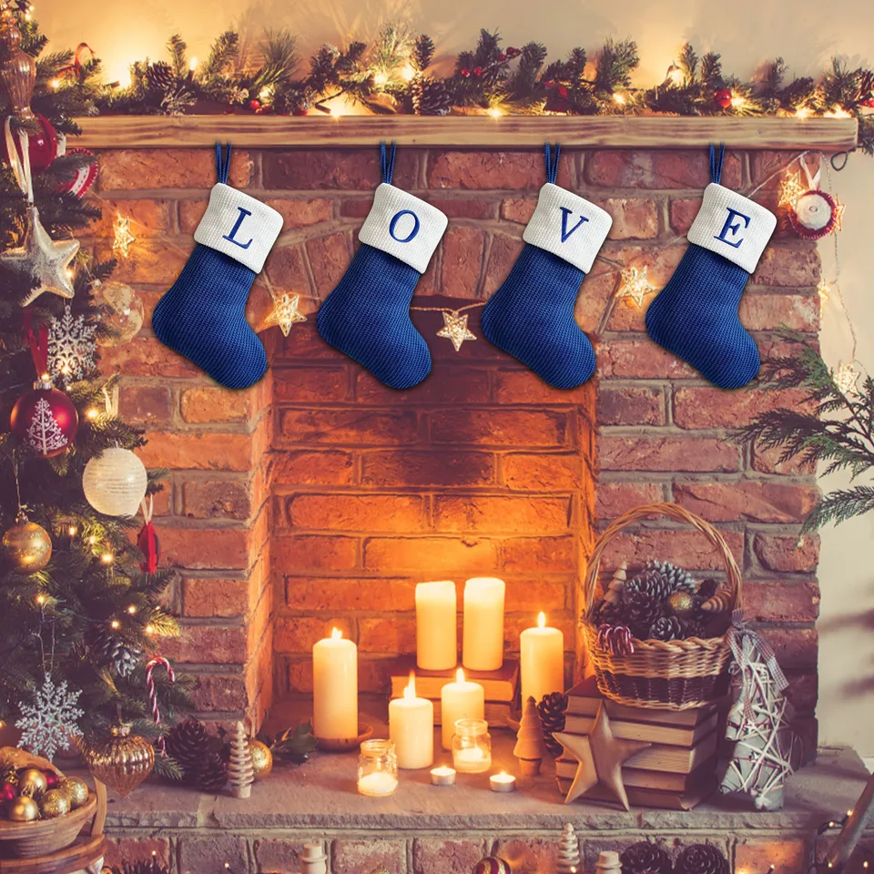 Vianočné pančuchy Malé vyšívané pletené pletené vianočné dekorácie vianočné večierky dekorácie dekorácie Navideñas