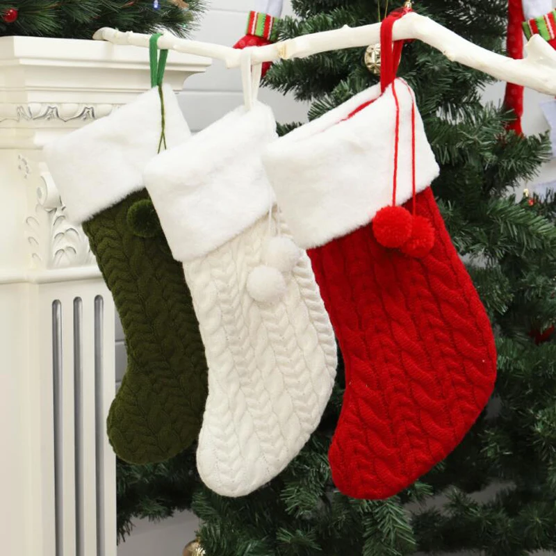 Vianočné pančuchy Červená zelená Santa Claus Candy Darčeková taška Vianoce Tree zavesenie prívesok dekor pančuchy pre domáce doplnky