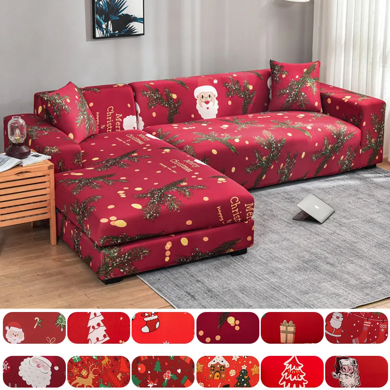 Vianočné pohovky pre kryty obývacej izby Elastický rohový gauč kryt L Smyzok Longue Slipcovers Protector 1/2/3/4 sedadlo