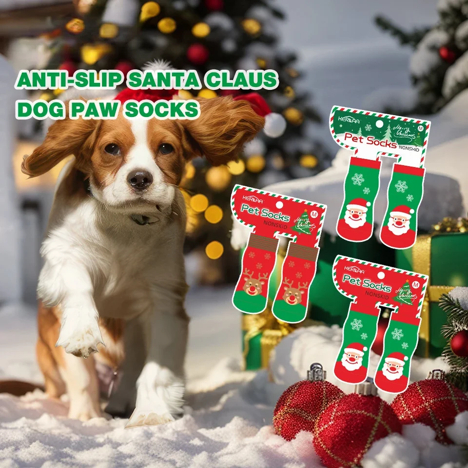 Vianočné ponožky pre domáce zviera Santa Claus Elk Snowman Non smyk noha kryt mačacie pletené teplé ponožky Mačky ponožky pletené labky chránené topánky