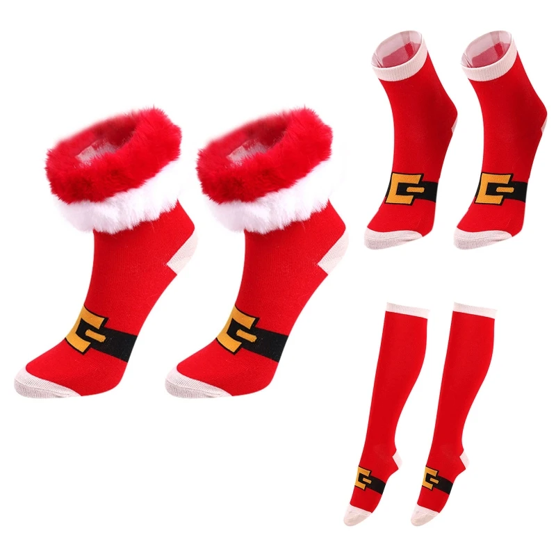 Vianočné ponožky pre ženy vtipné vzory dovolenka farebné novemetovo bavlnené koleno vysoké pančuchy Hosiery pre vianočné darčeky h9ed