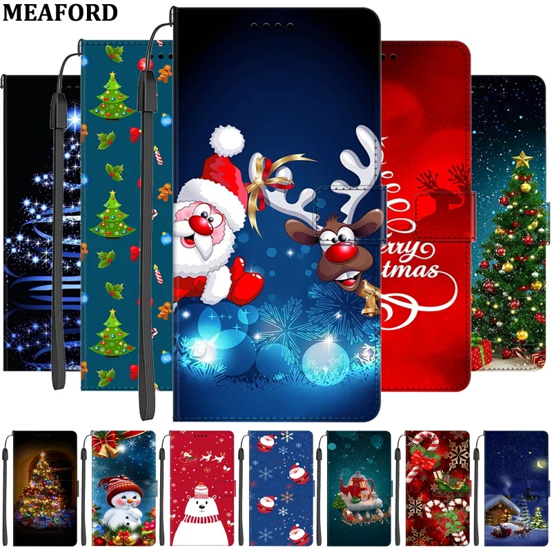 Vianočné puzdrá na telefón pre telefón Samsung Galaxy S10 plus S10E Poznámka 10 Pro S10 Lite Flip Stand Cover St. 10 5G Magnetické tašky
