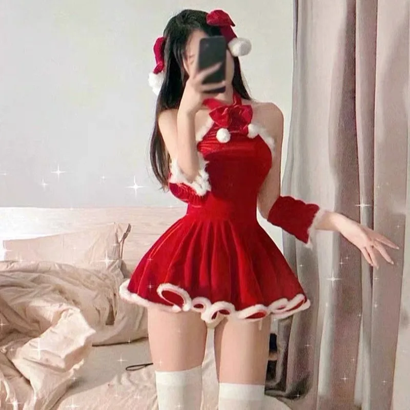 Vianočné sexy šaty červené šnurovanie štíhle zimné zimné sexy štíhle roztomilé červené šaty Patchwork vianočné sladké šaty