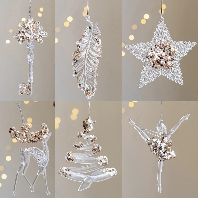 Vianočné snehové vločky vianočné stromy Drop ornament Elk Crystal zavesenie prívesku Deer Sneh Sneh Hangings