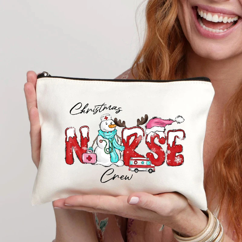 Vianočné snehuliak Canvas Convas Cosmetic Bag Organizátor cestovné úložisko zipsové puzdro Kancelária Kancelári
