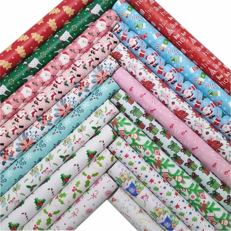 Vianočné stromčeky Santas Imletoe Vytlačené syntetické faux kožené kožené textily s plsteným podkladom remeselníkov DIY luky HQ042