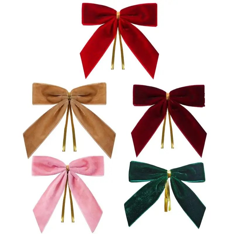 Vianočné stromčeky vianočný vence Velvet Velvet Bow set 24 sviatočných vianočných vencových lukov zamatové luky na Vianoce