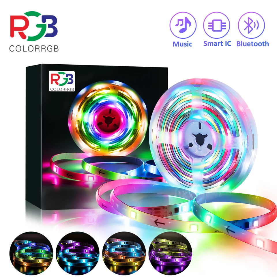 Vianočné svetlo, RGBIC LED pásové svetlá IP65 nepremokavé, segmentované DIY, efekt sfarbenia, dúhový svetlo dekora