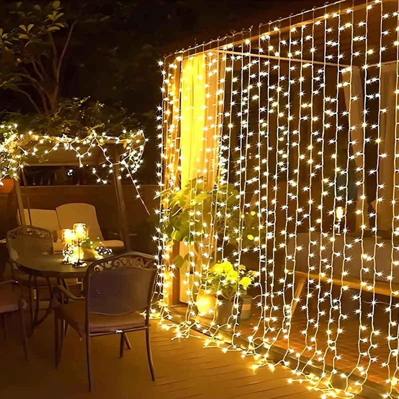 Vianočné sviatky LED dekorácie svetlá víla Spálňa String Garland Lighting Curtain Lights s diaľkovým ovládaním Nový rok 2025