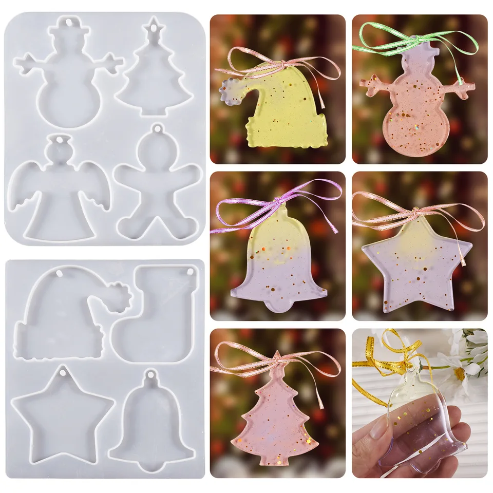 Vianočné série prívesok Silikónové formy Ozdoby Živú plesňu pre prívesok pre epoxidovú živicu Casting DIY šperky vrecka Keychain Crafts