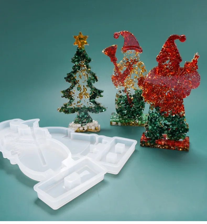 Vianočné série Santa Elk Ozdoby diy živice pleseň Silikón sušený kvetina dekoratívna remeselná remeselná epoxidová živice formy pre šperky