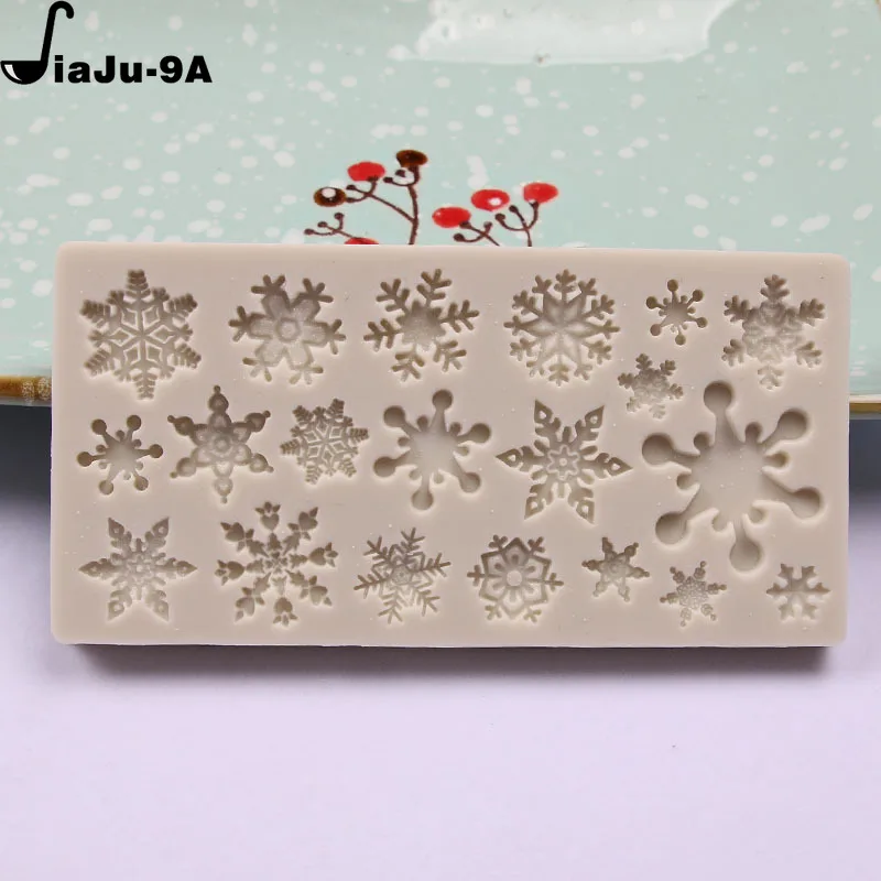 Vianočné série snehová vločka Silikón Fondant Cake Fold Fold Dekorácie pečenie pleseň Fondant Cake Decoration Tools príslušenstvo