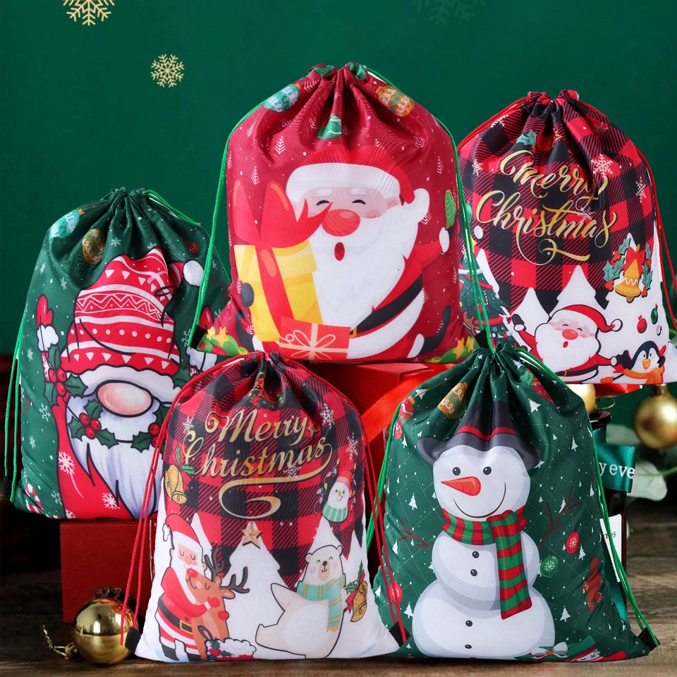 Vianočné sťahovacie darčeky taška Santa Claus Nový rok 2024 Veľká cukrová taška na balenie cookie vianočné vianočné darčeky 2025