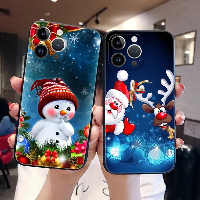 Vianočné telefóny pre iPhone 16 Pro Max Case Silicon TPU Soft nárazník pre iPhone 15 16 Plus Ochranca kryt 15pro 16pro +