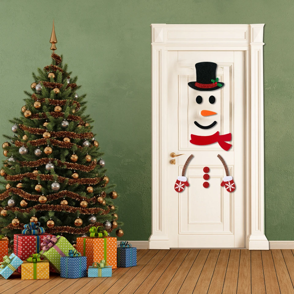 Vianočné večierky Karikatúra Snowman Pattern Set Set Set Set Felt Wleet Wall Wall Window sklenené nálepky vianočné večierky Dodávky