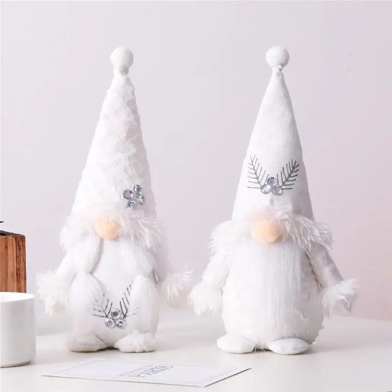 Vianočné vianočné škriatkové škriatky biely plyšový klobúk Elf Doll Ornament Crafts Decor Dolld Supplies for Home Restaurant