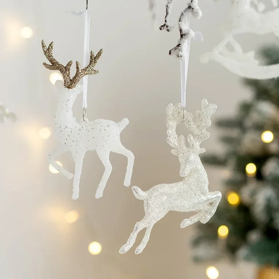 Vianočné zavesenie Elk Prívesok vianočné stromy trblietky losové ozdoby Veselé vianočné dekorácie pre NAVIDAD Nový rok 2025 Vianočný dekor