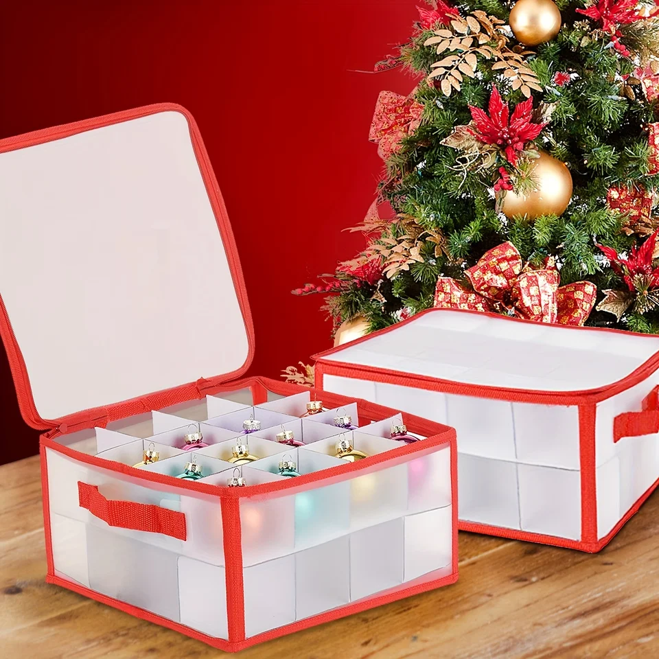 Vianočné úložné priestory kategória 32/64 mriežka pokrytá úložná skrinka vianočný stromček Decorácie vianočné ornament Storage Box