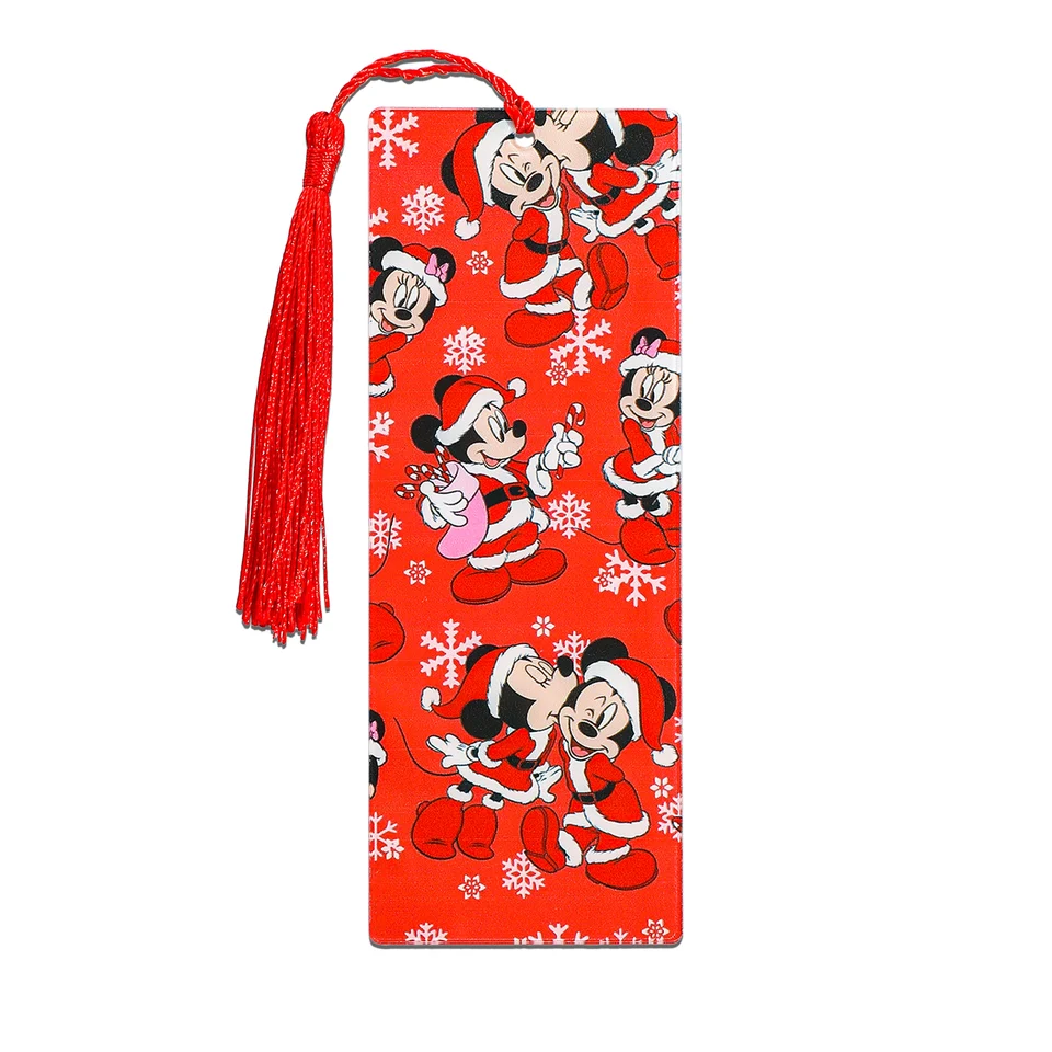 Vianočné červené záložky Mickey a Minnie Mouse pre fanúšikov Disney Čítanie doplnkov na dovolenky Darčeky zavesenie prívesku dekor