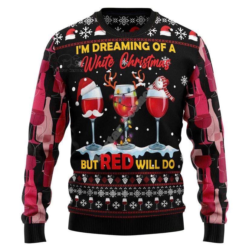 Vianočné škaredé pletené sveter Vianoce Santa Claus Animal Farebné tetovanie retro unisex 3dprint vtipné harajuku neformálne dlhé rukávy 6