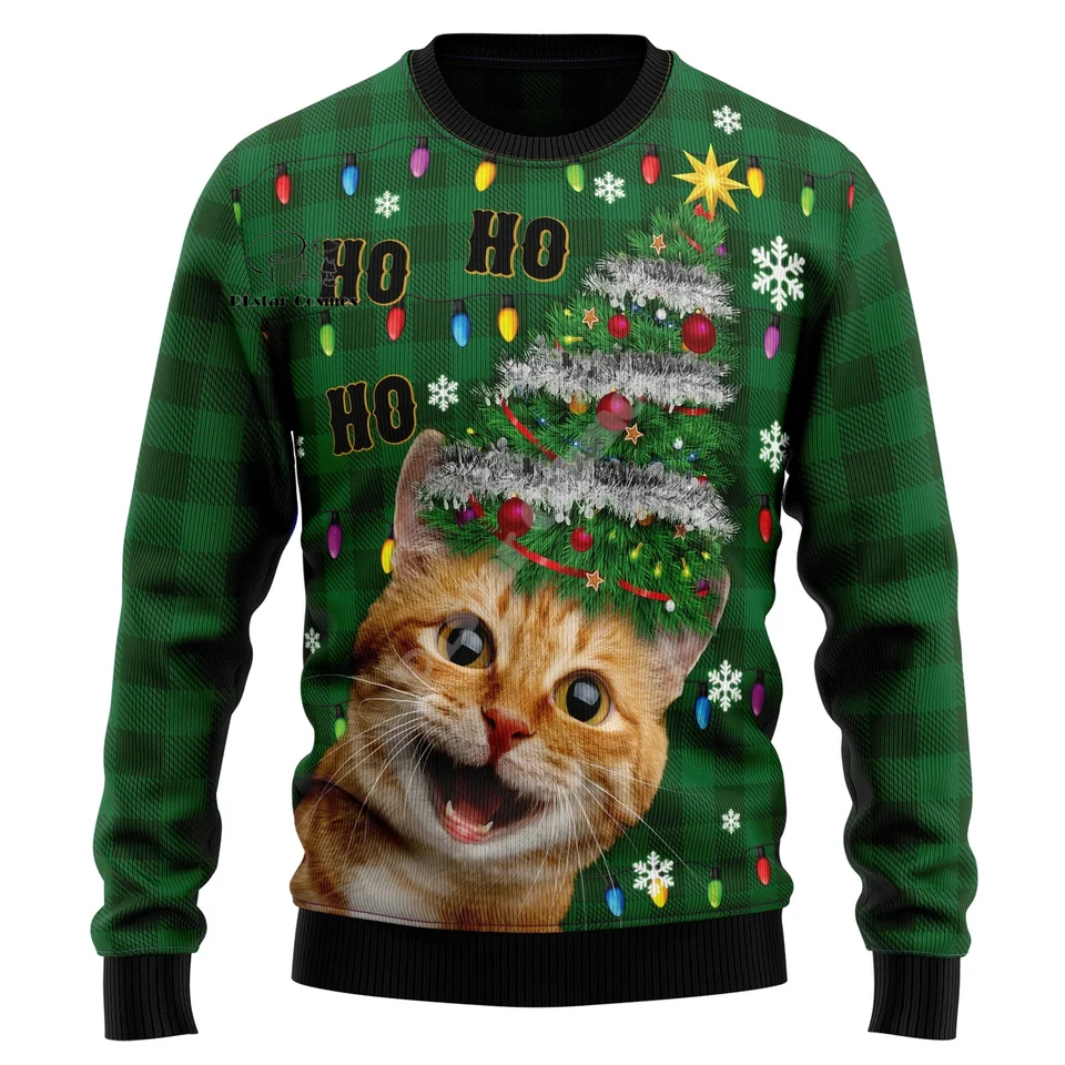 Vianočné škaredé pletené sveter Vianoce Santa Claus Animal Farebné tetovanie retro unisex 3dprint vtipné harajuku ležérne dlhé rukávy i