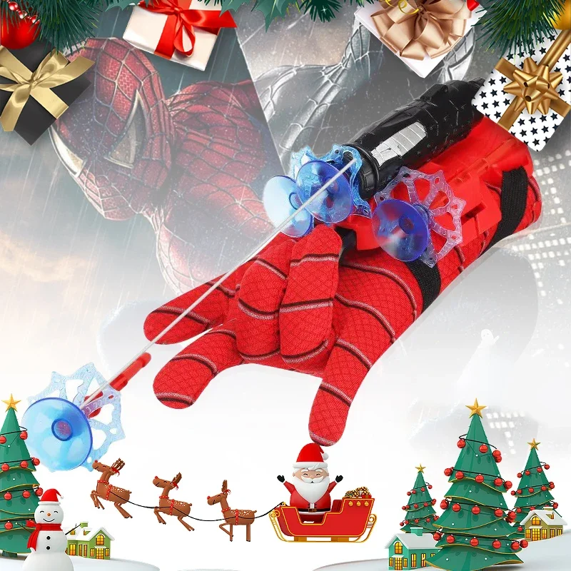 Vianočný darček film Cosplay spúšťač Spider Silk Rublove Web Shooters Recoutbable Wristband Halloween prop hračky pre deti