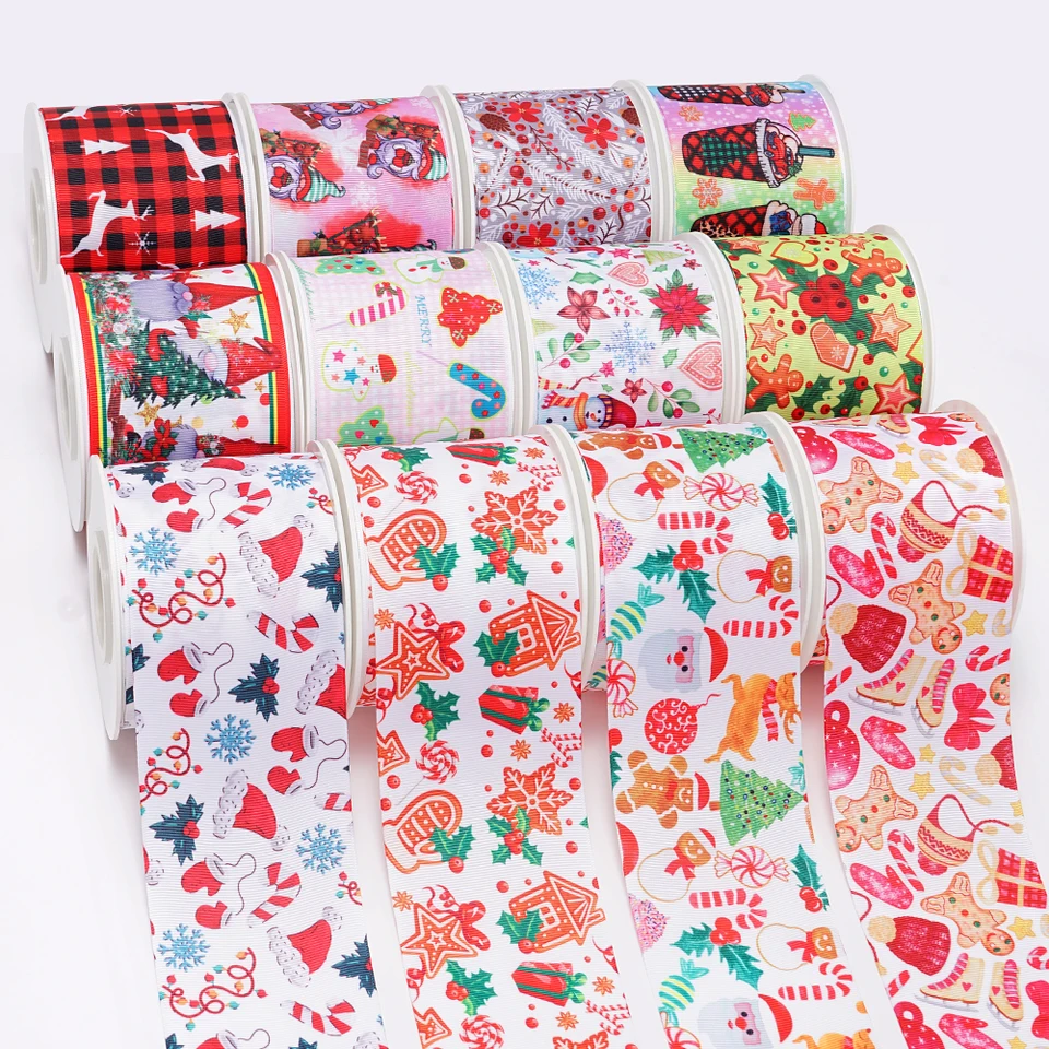 Vianočný deň stuhy Grosgrain/Satin Ribbon Vytlačené stuhy pre remeselné dekorácie Bow 10 Yards 72229