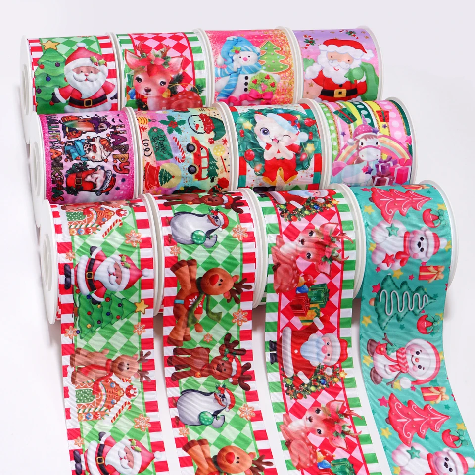 Vianočný deň stuhy Grosgrain/Satin Ribbon Vytlačené stuhy pre remeslá dekorácie Bow 10 Yards 72443