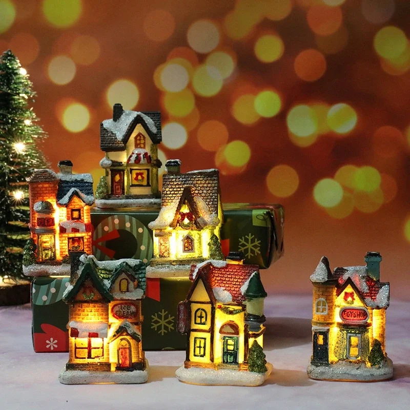 Vianočný dom svetlá dekorácie pre domáce ozdoby Deti vianočný darček Nový rok 2022 Navidad dekorácie Nočné svetlo s batériou