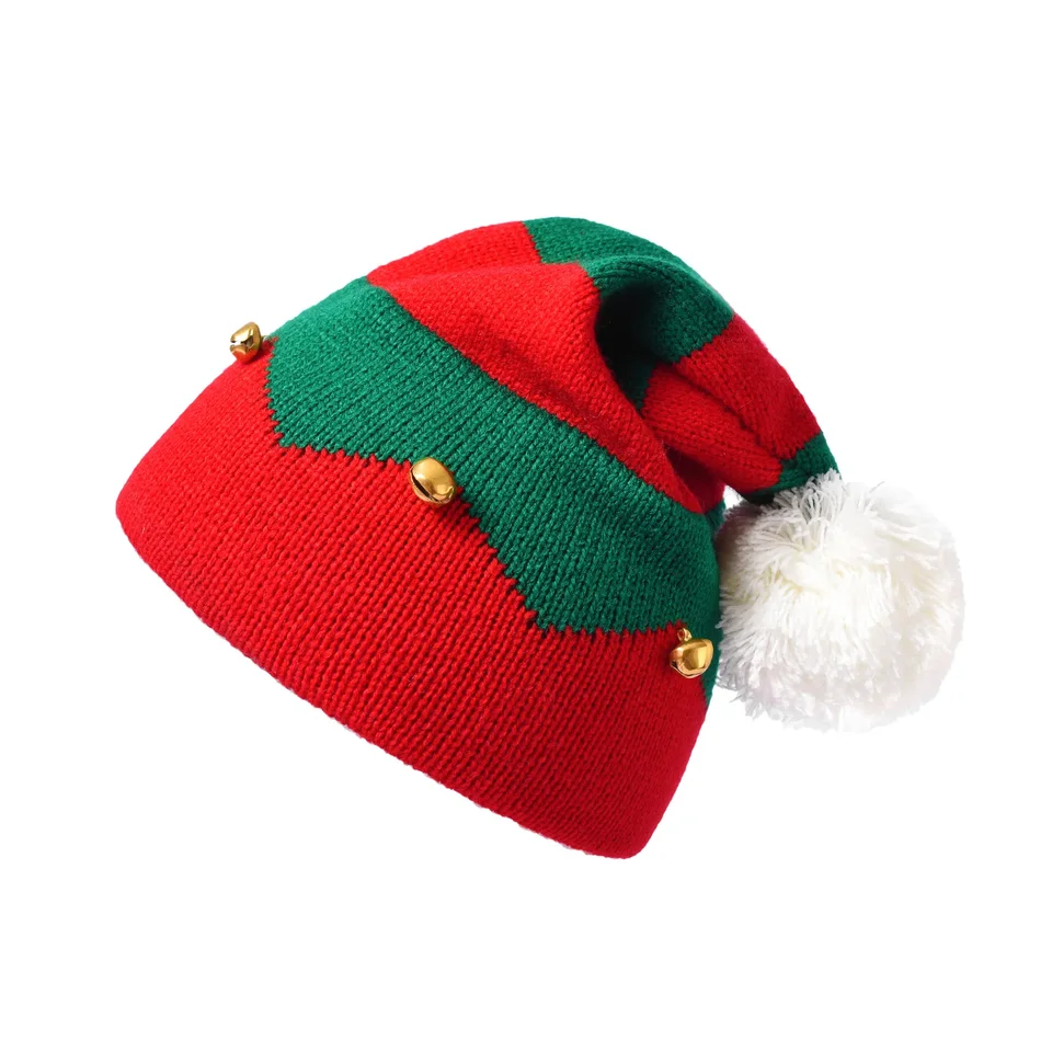 Vianočný klobúk Santa Claus Snowflake pletené vianočné teplé čiapka so zvonmi pre deti Dospelí Nový rok vianočné ozdoby