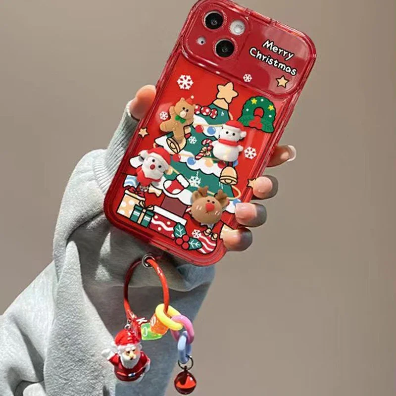 Vianočný stromček prívesok Flip Mirror Case pre obaly iPhone plus vianočné karikatúry stereofónny perník ornament