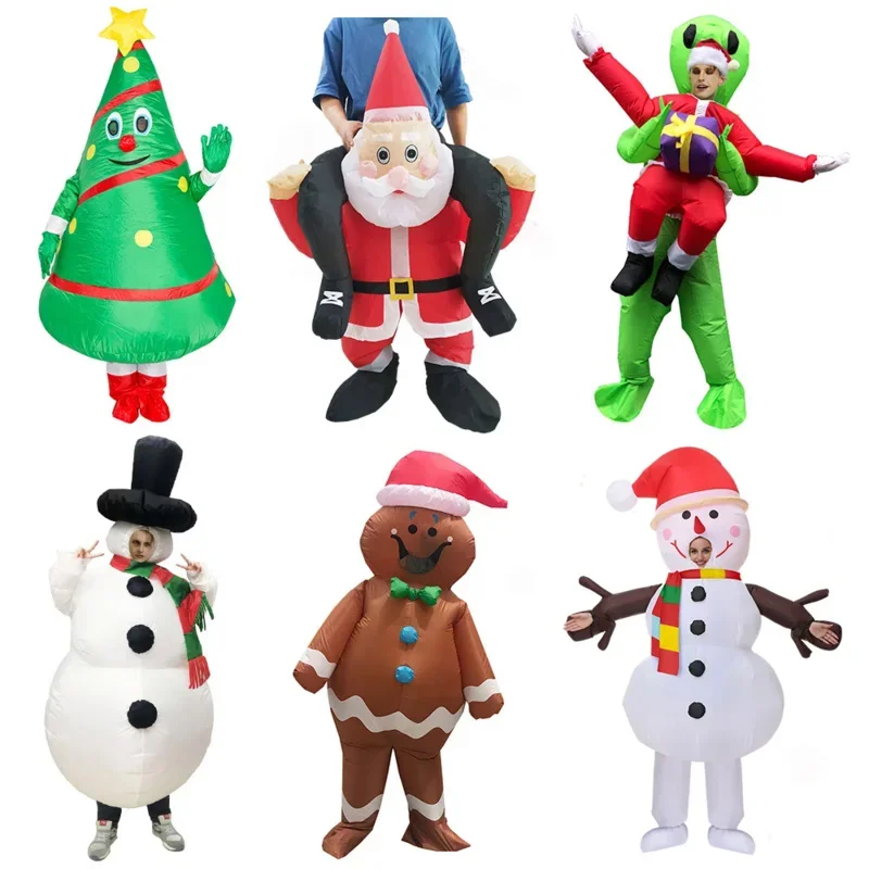 Vianočný stromček snehuliak Santa Claus nafukovacie kostýmy obleky Cosplay Fancy Party Dress Halloween kostým pre mužov