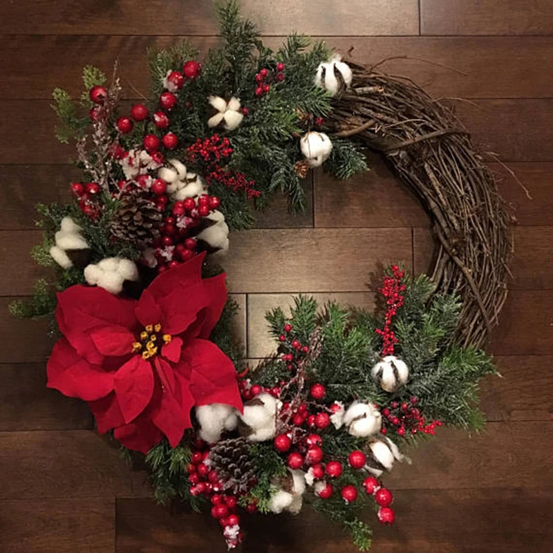 Vianočný veniec umelé rastliny Rattan Circle Decor Decor Simulation Flower Mall Hotel supermarket dekorácie vianočné dekorácie