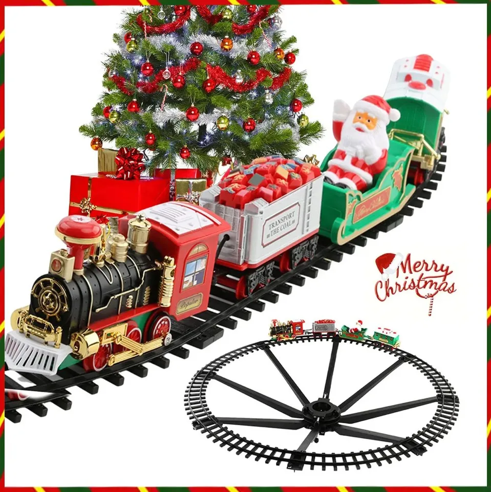 Vianočný vlak elektrický vlak na vianočné stromčeky Track Car Vianočné dekorácie Vlaky Noel Gift Round Rail Carousel Karusel