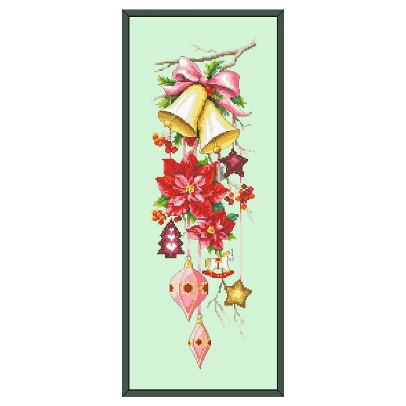 Vianočný zvonček SEFFLOWER Cross Stitch Balíček kvet 18ct 14ct 11ct svetlo zelený plátno vyšíva
