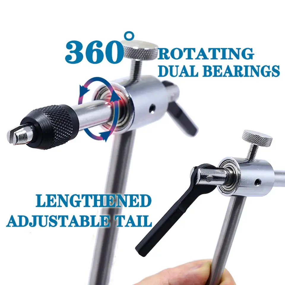 Viazanie viazania zriedka 360 ° Rotácia Prenosná univerzálna z nehrdzavejúcej ocele Rotačný rybársky háčik Rotary Viting Vise Fly Tying Tools