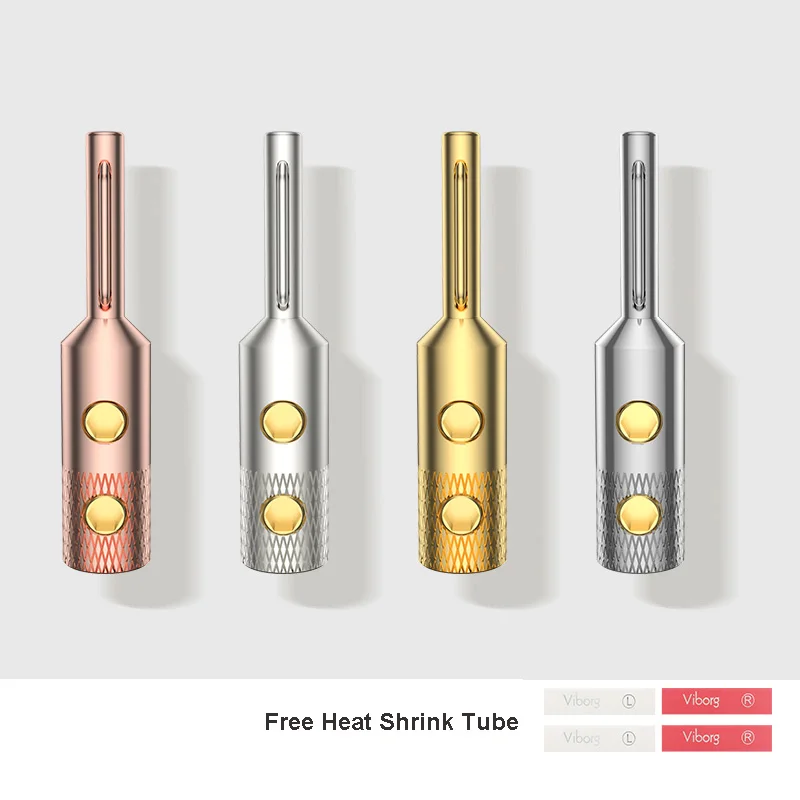 Viborg Pure Purple Copper Gold-Plated Rhodium-Panlated Banana Plug Solder Soolder Free zosilňovača Terminálový konektor reproduktora