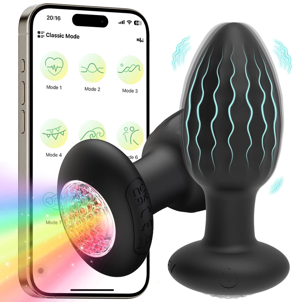 Vibračná zadná zástrčka pre mužov Muž prostata Massager gay análny vibrátor Anal zástrčka s LED pre dospelých sexy hračky pre páry homosexuálne ženy
