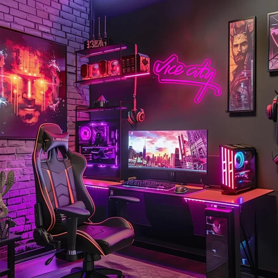 Vice City Neon Lights, logo LED Pink Let LED, napájanie USB, používané pre herne, bary, dekoráciu súkromného vesmíru pánskeho vesmíru.