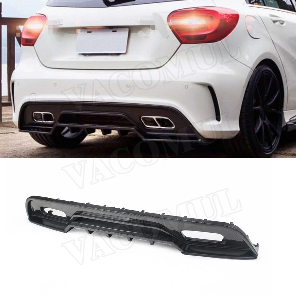 Vicomul uhlíkové vlákno zadné difúzne výfukové špičky pre Mercedes Benz A Class W176 A250 A260 A45 AMG 2013-2015 R nárazník v štýle pery v štýle