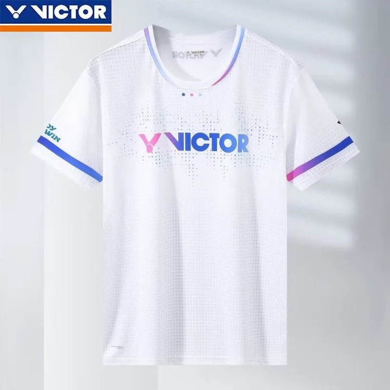 Victor 2024 Nový unisex potlačený bedminton oblek, Sport Quick Suring Strue Rucked Top spárovaný s šortkami