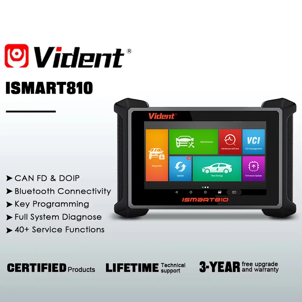 Vident ISMART810 Bluetooth Automotive Scanner ECU kódovanie Immo topológia mapa aktívny test 40+reseety pre mechanický workshop nástroj