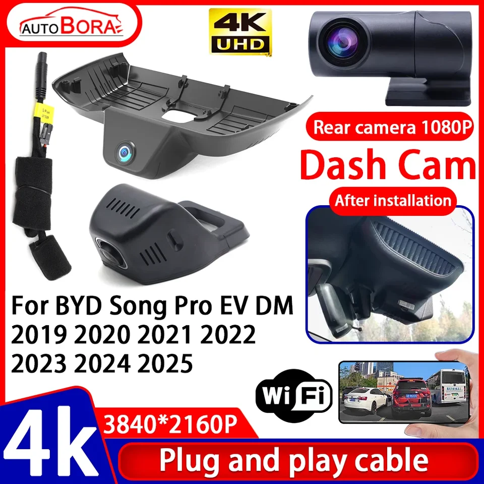Video rekordér Night Visio 4K Plug and Play DVR DVR Dld Dash Camera pre BYD Song Pro EV DM 2019 2020 2021 2022 2023 2024 2025