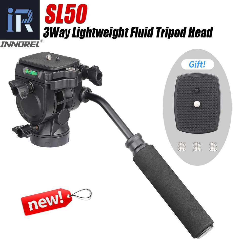 Videokamera s ťažkou službou Hlava statív innorel SL50 s odnímateľnou rukoväťou pre videokamery Monopod Monopod a DSLR, maxload 3kg