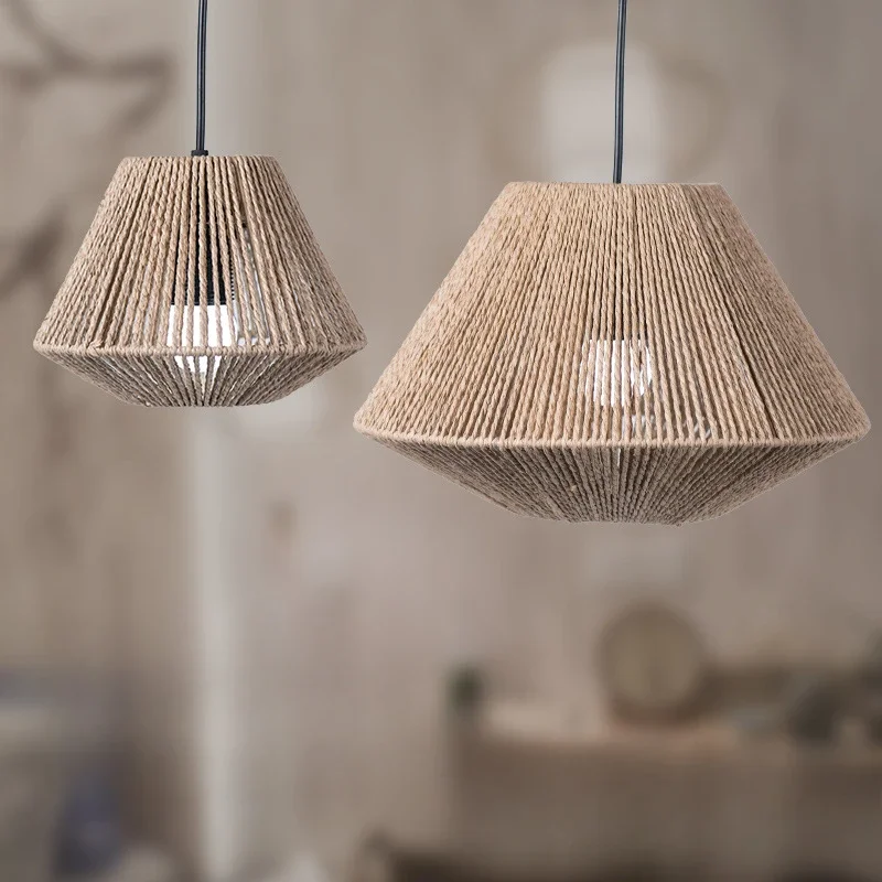 Vidiecky štýl Imitácia Rattan lampa čisto ručne tkané papierové lano izba Homestay kaviareň ručne vyrobená kreatívna osvetlenie dekorácie