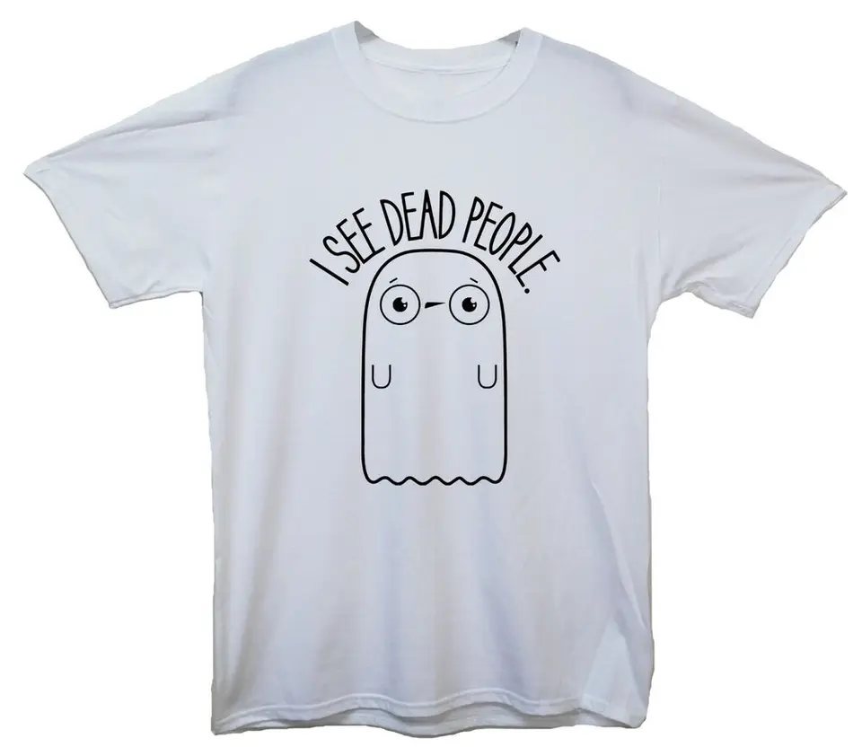 Vidím mŕtvych ľudí Cartoon Ghost tlačené tričko bavlnené luxusné značky vintage nadrozmerné