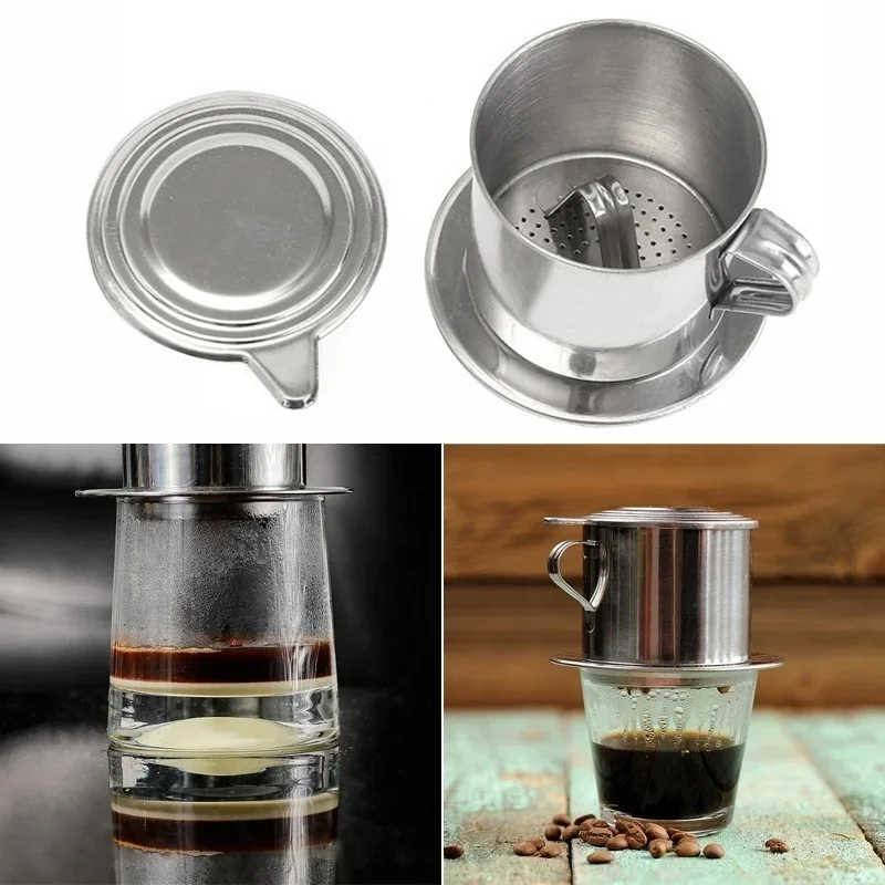 Vietnam v štýle z nehrdzavejúcej ocele Kávový kávový filter výrobca hrnca Infuse Cup prenosná domáca kancelária Travel Camping odolný