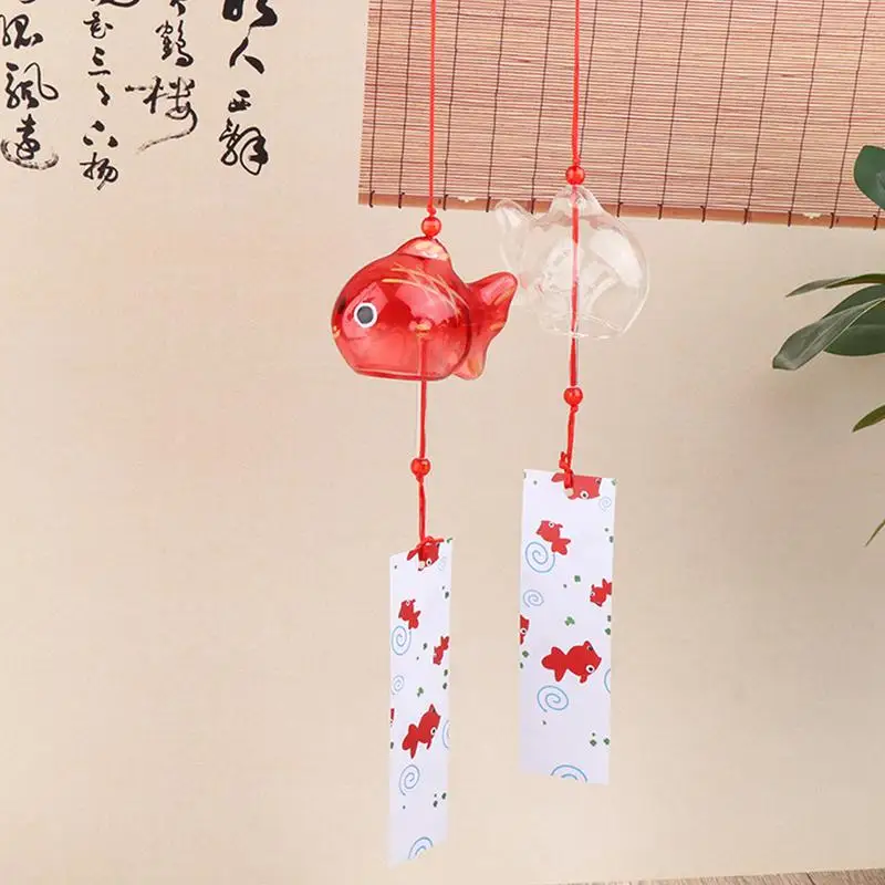Vietor zvonkohry japonský štýl sklenená ryba Ryby záhrada zavesenie vonkajšie dekorácie prívesok furin dekoratívne ryby ozdoby